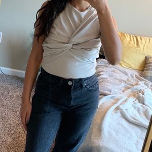 zara sleeveless suede top